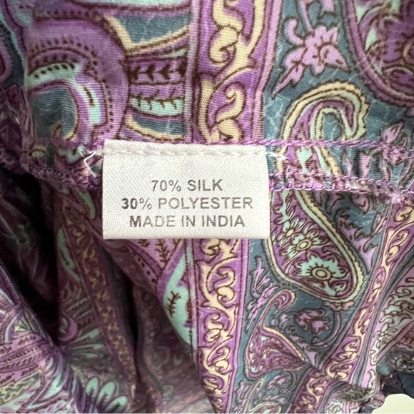 Perry Walker Collective Grace Purple Paisley Smocked Bohemian Midi Dress Silk - Picture 5 of 13
